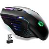 Selius Mouse da gioco wireless - Sensore ottico da 4800 DPI - 4 pulsanti - Nero - Ergonomica - Per PC e console