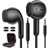 Selius Cuffie auricolari con cavo da 3,5 mm - Cuffie nere - Cancellazione passiva del rumore