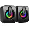 Selius Altoparlante USB per PC, mini soundbar da scrivania - illuminazione RGB - dimensioni 6 x 6,5 x 8,5 cm - audio stereo