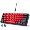 Selius Tastiera meccanica nera e rossa - 61 tasti, compatta, per il gaming - USB-C, cablata - Design ergonomico