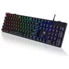 Selius Tastiera meccanica RGB, 104 tasti, USB, interruttore blu, colore nero, dimensioni standard