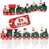 com-four® 2X Trenino di Natale in Legno con Quattro Vagoni | Treno Decorativo - Decorazione da Tavola Natalizia