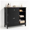 LIFEZEAL Mobile Bagno Salvaspazio in Legno, 75 x 30 x 80 cm, Nero | Mobiletto Bagno con Cassetto, Armadio Basso a 2 Ante con Ripiano Regolabile e 3 Scomparti, Armadietto Dipensa per Soggiorno