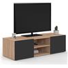 IDMarket - Mobile TV 113 cm ELI in legno effetto faggio con ante nere