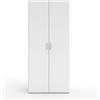 Avanti Trendstore -Baru - Armadio LAP 78x175x50cm | 2 ante Bianco, legno truciolare, 2 mensole, asta per indumenti, maniglie in plastica ottica grigia,