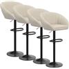 Rcynview 4 x Sgabelli Bar Imbottita in lino Naturale, Sgabello Cucina Regolabile in Altezza, Sedia Girevole a 360° con Schienale Poggiapiedi, Struttura in Acciaio, 52x54x80-101 cm Beige Chiaro Sgabello da Bar