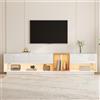 AONYAYBM Mobile TV moderno con LED, tavolo TV con 2 ante e ripiani aperti, mobile TV con vano portaoggetti, credenza scandinava per soggiorno, camera da letto (bianco-C)