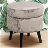 BAKAJI Pouf Contenitore Sgabello Cassapanca Poggiapiedi con Seduta Apribile in Tessuto Velluto Piedini in Legno Nero Design Moderno Dimensione 37 x 40 cm (Tortora)