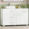 Hzuaneri Mobile Sottolavabo per Bagno, 30 x 100 x 64 cm, Bianco | Mobiletto da Bagno, 3 Cassetti grandi, 1 Anta, Ripiano Regolabile, Ampio Spazio di Contenimento, Indipendente, BC26403X
