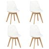 JZGORC Set da 4 sedie da pranzo, stile nordico, moderne sedie da cucina con gambe in legno massello,schienale aperto e rivestimento in ecopelle,per sale da pranzo,Cucina,Soggiorno,Bianco