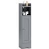COSTWAY Mobiletto per Bagno Piccolo, Armadietto Salvaspazio da Terra Angolare con Porta e Ripiani Regolabili, Porta Carta Igienica Stretto, Mobiletto per Soggiorno, Cucina e Ingresso (Grigio)