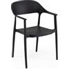 COSTWAY Sedia da Pranzo in Plastica, Sedia da Cucina Ergonomica con Schienale Cavo e Braccioli Comodi, Portata 150 kg, Poltrona da Tavolo Impilabile per Soggiorno, Ufficio e Sala da Pranzo (Nero,1)