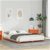 QZZCED Telaio per letto marrone cera 160 x 220 cm in pino massello con stile giapponese, struttura letto semplice da montare e design sicuro basso per camera da letto, costruzione robusta