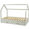 Velinda letto casetta in legno stile montessori scandinavo bambino 160x80 con cassetto (colore: bianco)
