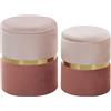 Beliani Set di 2 Pouf Contenitore Imbottiti in Poliestere Rosa Chiaro e Scuro