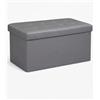 fashion home Pagano Cassapanca Contenitore Rettangolare Pieghevole 80L Pouf con Seduta Imbottita in Similpelle Carico 200 kg per Camera Soggiorno colore GRIGIO SCURO