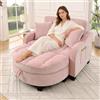 Zepneiy Divano letto 2 in 1 con poggiapiedi, tessuto ciniglia, divano multifunzione, può essere sdraiato o seduto, adatto per piccoli saloni e camere da letto, rosa