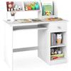 LIFEZEAL Scrivania per Bambini 3+Anni con Cassetto, Libreria, Scomparti, 90x45cm, Scrivania Cameretta Porta PC, Computer, Banco Scuola, Tavolo da Studio, Gioco, Multiattività, in Legno (bianco)