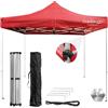 DARDARUGA Gazebo Pieghevole da Giardino 3x3m, Alluminio, Leggero, Impermeabile, Resistente ai Raggi UV, Chiusura a Fisarmonica, Altezza regolabile, Picchetti + Sacca Trasporto + Corde Incluse, Colore Rosso