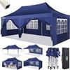 COBIZI Gazebo 3x6 Pieghevole Impermeabile con 6 Parete Laterale,Blu Scuro | Gazebo Esterno resistente 3x6 per Feste Campeggio Spiaggia Giardino Commerciale, Tendone Portatile