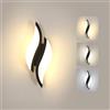Goeco Applique da Parete Interno 12W 1350LM 3000K/4500K/6500K, Nero | Applique LED a Parete Moderna Paralume in Acrilico per Soggiorno Camera Letto Corridoio Scale, 30CM