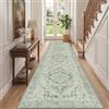 INOVADAY Vintage Tappeto 80x300 cm Boho Antiscivolo Verde Salvia | Tappeto Salotto, Tappeto Camera da letto, Sala da pranzo, Cucina, Lavabile in Lavatrice, Morbida, OEKO, Slavata, Stampato