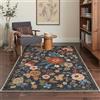GENIMO Tappeto Lavabile in Lavatrice, 120x170 cm, Floreale, Nero | Lavabile in Lavatrice, Pelo Corto, Antiscivolo, Cucina, Camera da Letto, Entrata, Scendiletto, Ufficio