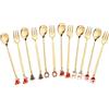 Mulaibdin 12 Pz Cucchiaini Natalizi & Forchettine da Dolce, Set Posate Natalizie Oro, Cucchiaio Gelato & Forchette Acciaio Inox con Ciondolo Natalizio per Decorazioni Tavola Natale,Regali Natalizi