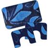 Prati di Casa Tappeto da Bagno Parure Camelia 3pz MADE IN ITALY (NATURE-BLU)