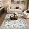 Vangao Tappeto orientale vintage, a pelo corto, morbido, 160 x 220 cm | Tappeto bohémien con motivo floreale, grigio con tortora, per soggiorno, cameretta dei bambini, camera da letto