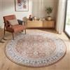 Carpetsale24 Tappeto Lavabile Terracotta 120 cm Rotondo Vintage Tappeto Rotondo per Soggiorno Camera da Letto Ingresso Cameretta Design Orientale Pelo Corto Facile da Pulire
