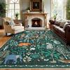 Homcomodar Tappeto per soggiorno, 160 x 230 cm, a pelo corto, grande, verde scuro, per camera da letto, per asilo, soggiorno, carpet Living Room bedroom, sala da pranzo, ufficio
