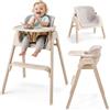 Moby-System Lumo Seggiolone Pappa 3 in 1 Pieghevole, Evolutivo a Due Altezze, con Vassoio Rimovibile, Cinture 5 Punti, Design Moderno Beige