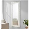 MO.WA Specchio da Parete Lungo Bianco Shabby Chic Appoggio Muro Cornice Legno Sbiancato 50X145 cm da Appendere Verticale/Orizzontale. Made in Italy.