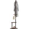 OUTBROS Portaabiti, Appendiabiti in Legno Massello con Ripiano, Marrone | Appendiabiti a forma di albero,9 ganci per giacche e cappelli,per l'ingresso,ganci e barra di sostegno in legno,30x40x176cm