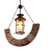 TEKHOME Lampadario a sospensione in legno e corda di canapa con lanterna stile country rustico