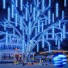 Ehomfory Luci Natale Esterno Cascata, 540 LED 15 Tubi 30 CM Luci Della Pioggia di Meteore, Impermeabile IP65 per Natale Halloween Natalizie Albero Giardino Festa Matrimonio Balcone Decorazione, Blu