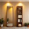 Generic Specchio a figura intera girevole a 360° con contenitore, Libreria a 5 ripiani con specchi a figura intera, Specchio da pavimento girevole e portariviste per soggiorno 168 x 40cm