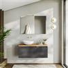 DEGHI Mobile bagno sospeso 100 cm antracite cannettato con top rovere gold - Konai