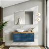 DEGHI Mobile bagno sospeso 100 cm blu oceano cannettato con top rovere gold - Konai