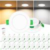 Laiebri Confezione da 20 Faretti LED Incasso Extra Slim 25mm, 6W 600LM, Soffitto Dimmerabili 3 Intensità Senza Dimmer, 2700K/4000K/6000K, IP44 Faretto LED Bagno Cucina, Foro Ø58-68mm, 230V, Bianco