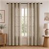 Deconovo Tende Effetto Lino per Interni, 2 Pannelli, 140x260 cm | Semitrasparenti con Occhielli, Trama Intrecciata, Filtrano la Luce Naturale, per Soggiorno e Camera da Letto, Tortora Chiaro