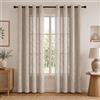 Deconovo Tende Effetto Lino per Interni, 2 Pannelli, 140x260 cm | Semitrasparenti con Occhielli, Trama Intrecciata, Filtrano la Luce Naturale, per Soggiorno e Camera da Letto, Beige Chiaro