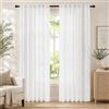 Deconovo Tende per Interni in Lino, 2 Pannelli 140x270 cm, Bianco Ottico | Semitrasparenti, Moderne ed Elegante, in Tessuto 15% Lino, con Passanti, per Soggiorno, Camera da Letto e Porta Finestra