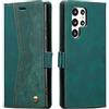 QLTYPRI Custodia per Samsung Galaxy S26 Ultra, in pelle, stile retrò, verde | Custodia vintage in pelle sintetica, con 2 scomparti per carte di credito, funzione leggio, telaio in morbido TPU, antiurto