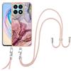 SNCLET Cover con Cordino per Honor X8a Custodia con Collana Staccabile Regolabile Antiurto TPU Edges PC Back Anti Scratch Custodia Marmo Protettiva Case per Honor X8a,Marmo Rosso