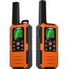 VOZKOM Walkie Talkie PMR446 Senza Licenza, Ricetrasmittente a Lunga Portata, IP67 Impermeabile, Ricaricabile con VOX e SOS per Escursionismo Lavoro Outdoor (Arancione)