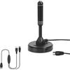 August DTA246B Antenna TV Interna con Base Magnetica e Amplificatore | Antenna Digitale DVB-T/T2 per TV, Tuner e Decoder, Portatile per Camper, Camion e Campeggio, Nera