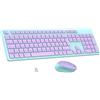 LeadsaiL Kit Tastiera e Mouse Wireless con Tastierino Numerico, Layout Italiano QWERTY, 2,4 GHz USB, Silenzioso, Compatibile con PC, Desktop, Laptop, Computer per Windows, HP, Lenovo, Mac-Viola Verde