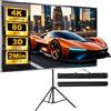 Teodute 80 Pollici Portatile Schermo Proiettore con Treppiede, 5 Strati, Antipiega, Proiezione HD 4K/3D, Antivento, Borsa per il Trasporto, Corde e Picchetti Telo Proiettore per Home Theater Giardino